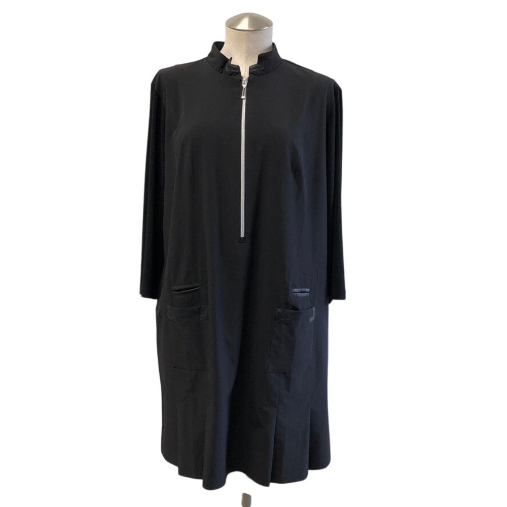 Jamie Sadock Quarter Zip Dress Womens XL Black Mock Neck Utility Pocket Active